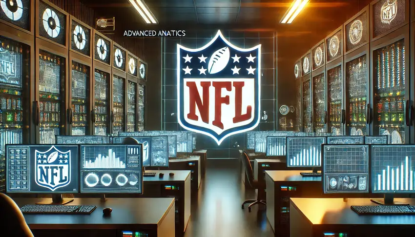 A sleek, data-driven setup showcasing NFL computer picks, blending technology and football analytics.