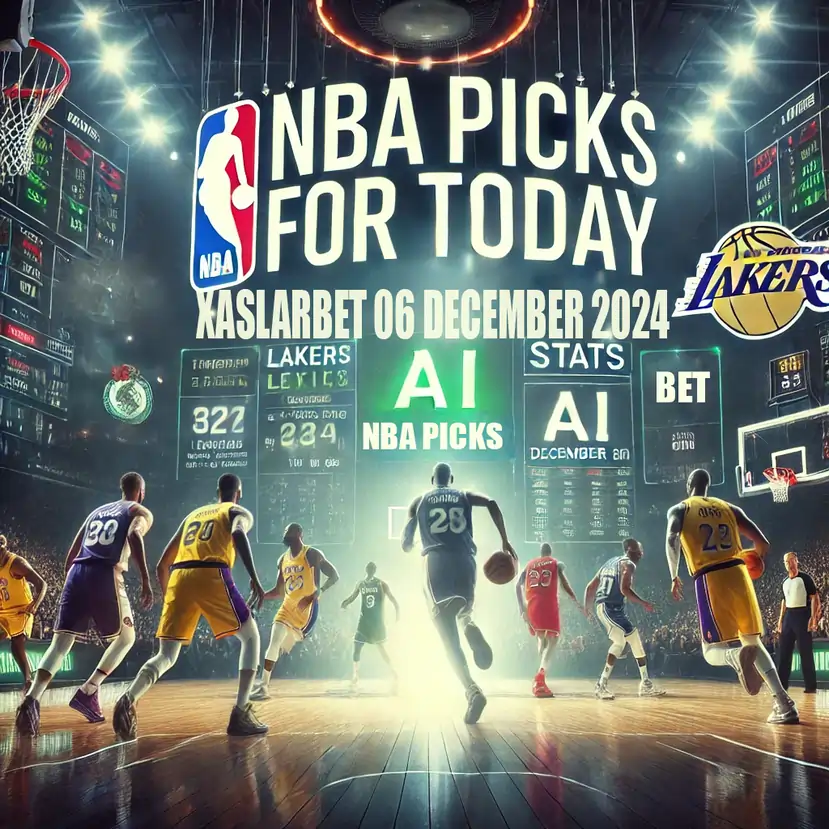 An engaging graphic highlighting NBA picks for December 6, 2024, featuring popular teams and AI-powered insights.