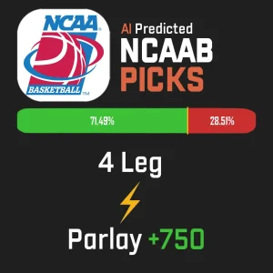 Xaslarbet NCAAB Computer Picks 4-Leg +750 Parlay - 71.49% Win Rate